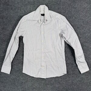 Versace Trend Dress Shirt‎ Mens 15 38 White Blue Striped Long Sleeve Button Down